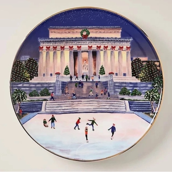 Anthropologie Holiday in the City Stoneware Dessert Plate | Washington DC | NIB - Picture 2 of 4